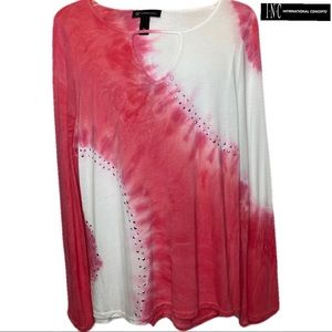 INC International Concepts Tunic Top Pink White XL